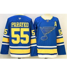Men St  Louis Blues 55 Colton Parayko Blue 2025 With A Patch Stitched Hockey Jersey Men St  Louis Blues 55 Colton Parayko Blue 2025 With A Patch Stitched Hockey Jersey