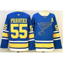 Men St  Louis Blues 55 Colton Parayko Blue 2025 With A Patch Stitched Hockey Jersey Men St  Louis Blues 55 Colton Parayko Blue 2025 With A Patch Stitched Hockey Jersey