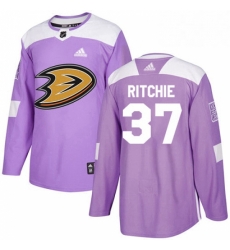 Mens Adidas Anaheim Ducks 37 Nick Ritchie Authentic Purple Fights Cancer Practice NHL Jersey 