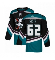 Mens Adidas Anaheim Ducks 62 Andrej Sustr Premier Black Teal Alternate NHL Jersey 