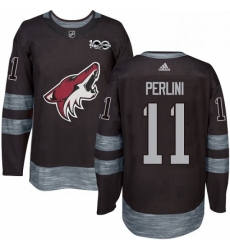 Mens Adidas Arizona Coyotes 11 Brendan Perlini Premier Black 1917 2017 100th Anniversary NHL Jersey 