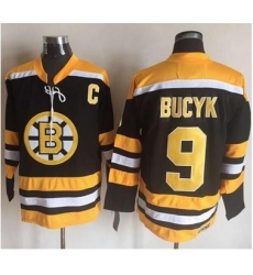 Bruins #9 Johnny Bucyk BlackYellow CCM Throwback New Stitched NHL Jersey