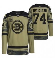 Men Boston Bruins 74 Jake DeBrusk 2022 Camo Military Appreciation Night Stitched jersey