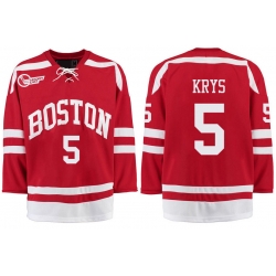 Boston University Terriers BU 5 Chad Krys Red Stitched Hockey Jersey