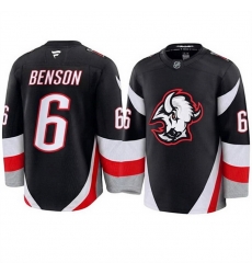 Men Buffalo Sabres 6 Zach Benson Black Alternate Stitched Hockey Jersey Men Buffalo Sabres 6 Zach Benson Black Alternate Stitched Hockey Jersey
