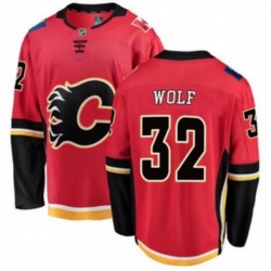 Men Calgary Flames Dustin Wolf #32 NHL Adidas Stitched Jersey Red Black