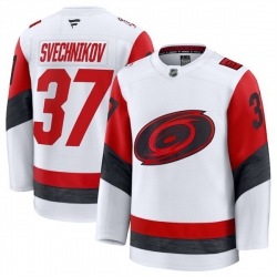Men Carolina Hurricanes 37 Andrei Svechnikov White 2025 Away Stitched Hockey Jersey Men Carolina Hurricanes 37 Andrei Svechnikov White 2025 Away Stitched Hockey Jersey