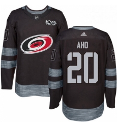 Mens Adidas Carolina Hurricanes 20 Sebastian Aho Premier Black 1917 2017 100th Anniversary NHL Jersey 