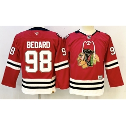 Youth Chicago Blackhawks 98 Connor Bedard Red 2025 Home 100th Anniversary Stitched Hockey Jersey Youth Chicago Blackhawks 98 Connor Bedard Red 2025 Home 100th Anniversary Stitched Hockey Jersey