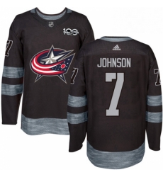 Mens Adidas Columbus Blue Jackets 7 Jack Johnson Premier Black 1917 2017 100th Anniversary NHL Jersey 