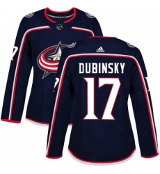 Womens Adidas Columbus Blue Jackets 17 Brandon Dubinsky Premier Navy Blue Home NHL Jersey 