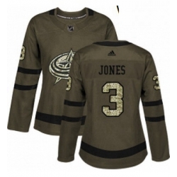 Womens Adidas Columbus Blue Jackets 3 Seth Jones Authentic Green Salute to Service NHL Jersey 