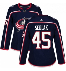 Womens Adidas Columbus Blue Jackets 45 Lukas Sedlak Authentic Navy Blue Home NHL Jersey 