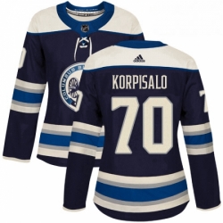 Womens Adidas Columbus Blue Jackets 70 Joonas Korpisalo Authentic Navy Blue Alternate NHL Jersey 