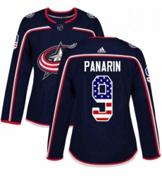 Womens Adidas Columbus Blue Jackets 9 Artemi Panarin Authentic Navy Blue USA Flag Fashion NHL Jersey 