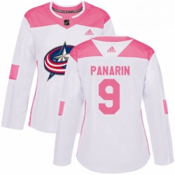 Womens Adidas Columbus Blue Jackets 9 Artemi Panarin Authentic WhitePink Fashion NHL Jersey 