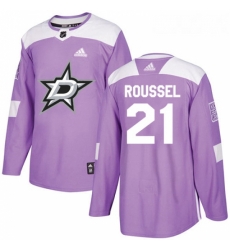 Youth Adidas Dallas Stars 21 Antoine Roussel Authentic Purple Fights Cancer Practice NHL Jersey 