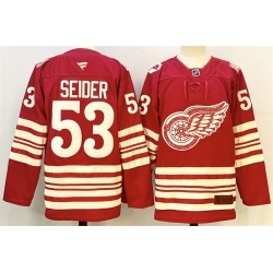 Men Detroit Red Wings 53 Moritz Seider Red 2025 26 Centennial Premium Stitched Hockey Jersey Men Detroit Red Wings 53 Moritz Seider Red 2025 26 Centennial Premium Stitched Hockey Jersey