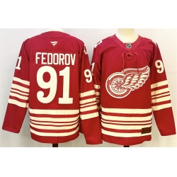 Men Detroit Red Wings 91 Sergei Fedorov Red 2025 26 Centennial Premium Stitched Hockey Jersey Men Detroit Red Wings 91 Sergei Fedorov Red 2025 26 Centennial Premium Stitched Hockey Jersey