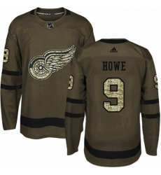 Mens Adidas Detroit Red Wings 9 Gordie Howe Premier Green Salute to Service NHL Jersey 