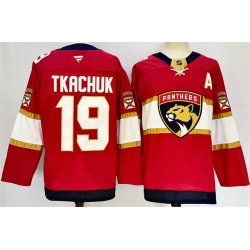 Men Florida Panthers 19 Matthew Tkachuk Red 2024 25 Home With A Patch Stitched Hockey Jersey