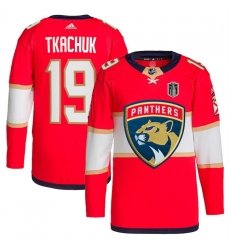 Men Florida Panthers 19 Matthew Tkachuk Red 2024 Stanley Cup Final Patch Stitched Jersey