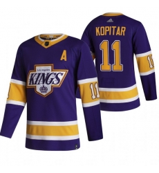 Men Los Angeles Kings 11 Anze Kopitar Black Adidas 2020 21 Reverse Retro Alternate NHL Jersey