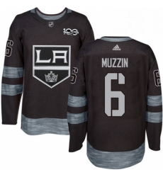 Mens Adidas Los Angeles Kings 6 Jake Muzzin Premier Black 1917 2017 100th Anniversary NHL Jersey 