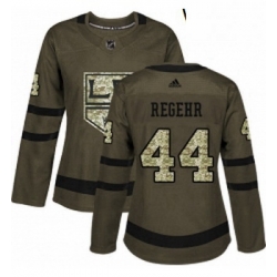 Womens Adidas Los Angeles Kings 44 Robyn Regehr Authentic Green Salute to Service NHL Jersey 