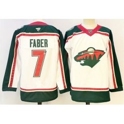 Men Minnesota Wild 7 Brock Faber White 2025 25th Anniversary Stitched Hockey Jersey Men Minnesota Wild 7 Brock Faber White 2025 25th Anniversary Stitched Hockey Jersey