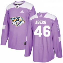 Youth Adidas Nashville Predators 46 Pontus Aberg Authentic Purple Fights Cancer Practice NHL Jersey 