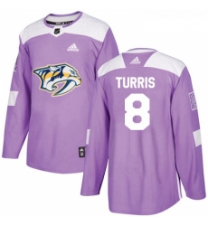 Youth Adidas Nashville Predators 8 Kyle Turris Authentic Purple Fights Cancer Practice NHL Jersey 