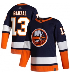 Men New York Islanders 13 Mathew Barzal Navy 2020 21 Reverse Retro Adidas Jersey