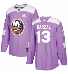 Mens Adidas New York Islanders 13 Mathew Barzal Authentic Purple Fights Cancer Practice NHL Jersey 