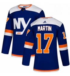 Mens Adidas New York Islanders 17 Matt Martin Premier Blue Alternate NHL Jersey 