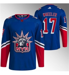 Men New York Rangers 17 Blake Wheeler Blue Reverse Retro Stitched Jersey