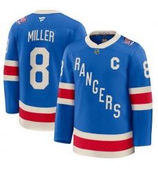Men New York Rangers 8 JT Miller Blue Centennial With C Patch Stitched Hockey Jersey