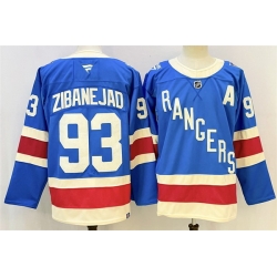 Men New York Rangers 93 Mika Zibanejad Blue With A Patch Stitched Hockey Jersey Men New York Rangers 93 Mika Zibanejad Blue With A Patch Stitched Hockey Jersey