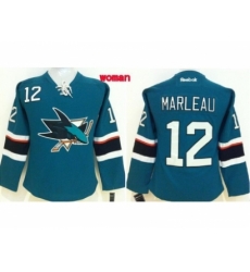 Women NHL San Jose Sharks #12 Patrick Marleau blue jerseys