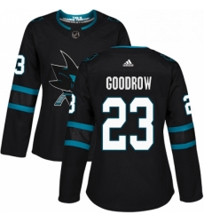 Womens Adidas San Jose Sharks 23 Barclay Goodrow Premier Black Alternate NHL Jersey 