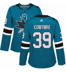 Womens Adidas San Jose Sharks 39 Logan Couture Premier Teal Green Home NHL Jersey 