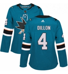 Womens Adidas San Jose Sharks 4 Brenden Dillon Premier Teal Green Home NHL Jersey 