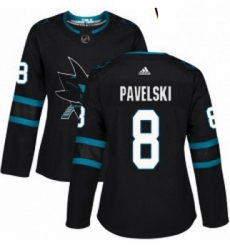 Womens Adidas San Jose Sharks 8 Joe Pavelski Premier Black Alternate NHL Jersey 