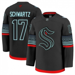 Men Seattle Kraken 17 Jaden Schwartz Black Alternate Stitched Hockey Jersey Men Seattle Kraken 17 Jaden Schwartz Black Alternate Stitched Hockey Jersey