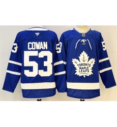Men Toronto Maple Leafs 53 Easton Cowan Blue 2026 Stitched Hockey Jersey Men Toronto Maple Leafs 53 Easton Cowan Blue 2026 Stitched Hockey Jersey