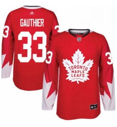 Mens Adidas Toronto Maple Leafs 33 Frederik Gauthier Authentic Red Alternate NHL Jersey 