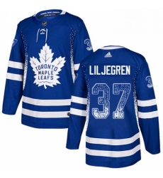 Mens Adidas Toronto Maple Leafs 37 Timothy Liljegren Authentic Blue Drift Fashion NHL Jersey 