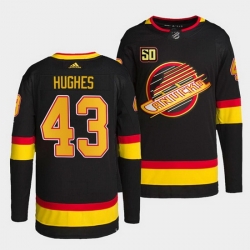 Men Vancouver Canucks 43 Quinn Hughes 50th Anniversary Black Stitched jersey