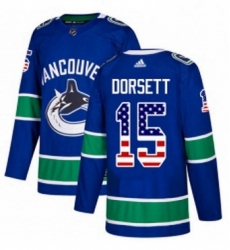 Mens Adidas Vancouver Canucks 15 Derek Dorsett Authentic Blue USA Flag Fashion NHL Jersey 