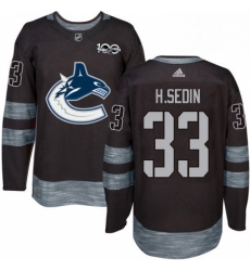 Mens Adidas Vancouver Canucks 33 Henrik Sedin Authentic Black 1917 2017 100th Anniversary NHL Jersey 